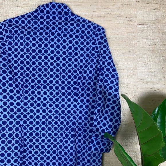 Three Islands Blue Batik Button Down Shirt Dress - Picture 4 of 7